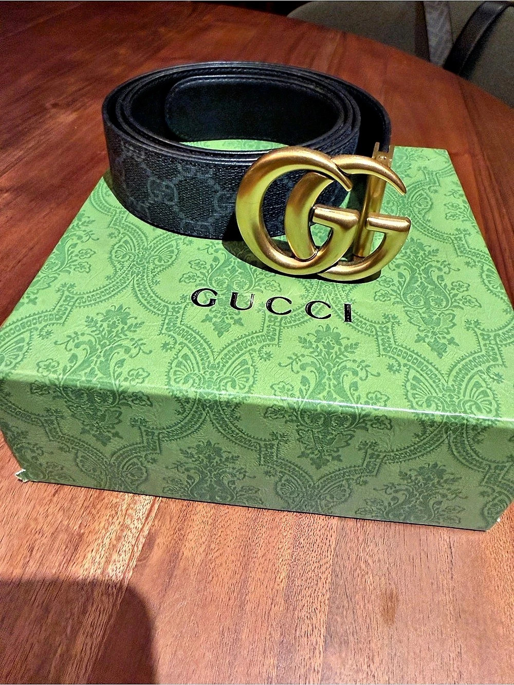 Gucci Interlocking G belt in Black & Gold Monogram design